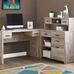 Computer Desk, Home Office, Corner, Left, Right Set-up, Storage Drawers, L Shape, Work, Laptop, Beige Laminate, Contemporary, Modern