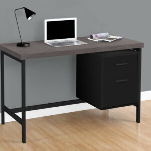 Computer Desk, Home Office, Laptop, Left, Right Set-up, Storage Drawers, 48"L, Work, Black And Grey Laminate, Black Metal, Contemporary, Modern