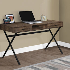 Computer Desk, Home Office, Laptop, Storage Drawers, 48"L, Work, Brown Laminate, Black Metal, Contemporary, Modern