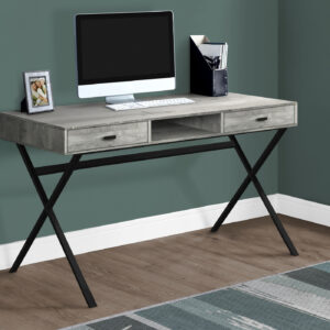 Computer Desk, Home Office, Laptop, Storage Drawers, 48"L, Work, Grey Laminate, Black Metal, Contemporary, Modern