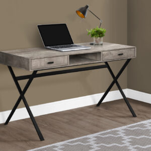 Computer Desk, Home Office, Laptop, Storage Drawers, 48"L, Work, Beige Laminate, Black Metal, Contemporary, Modern