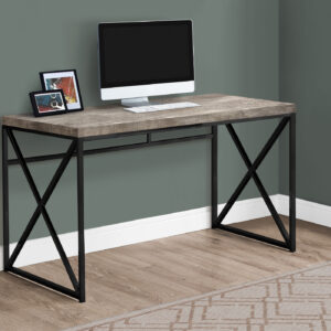 Computer Desk, Home Office, Laptop, Work, Beige Laminate, Black Metal, Contemporary, Modern