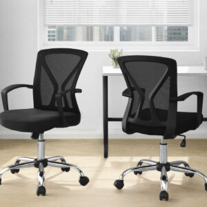 Office Chair, Adjustable Height, Swivel, Ergonomic, Armrests, Computer Desk, Work, Black Mesh, Chrome Metal, Contemporary, Modern