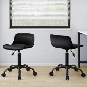 Office Chair, Adjustable Height, Swivel, Ergonomic, Computer Desk, Work, Juvenile, Black Leather Look, White Metal, Contemporary, Modern
