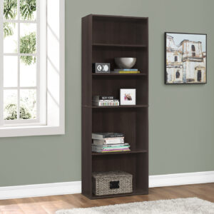 Bookshelf, Bookcase, 6 Tier, 72"H, Office, Bedroom, Brown Laminate, Transitional