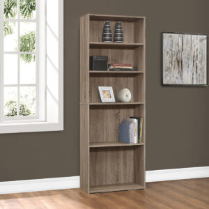 Bookshelf, Bookcase, 6 Tier, 72"H, Office, Bedroom, Brown Laminate, Transitional
