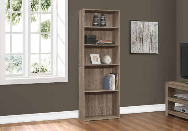 Bookshelf, Bookcase, 6 Tier, 72″H, Office, Bedroom, Brown Laminate, Transitional