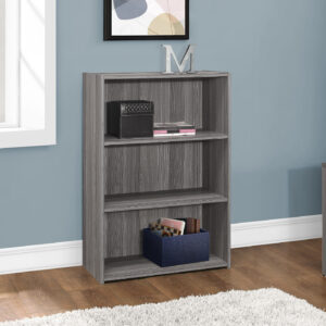 Bookshelf, Bookcase, 4 Tier, 36"H, Office, Bedroom, Grey Laminate, Transitional