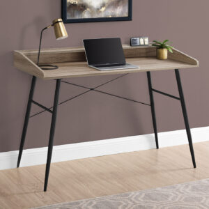 Computer Desk, Home Office, Laptop, Storage Shelves, 48"L, Work, Brown Laminate, Black Metal, Contemporary, Modern