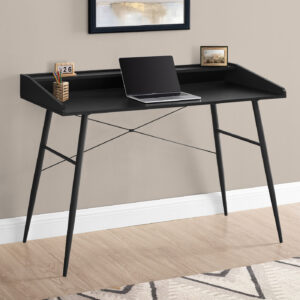 Computer Desk, Home Office, Laptop, Storage Shelves, 48"L, Work, Black Laminate, Black Metal, Contemporary, Modern