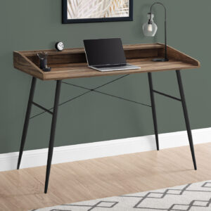 Computer Desk, Home Office, Laptop, Storage Shelves, 48"L, Work, Brown Laminate, Black Metal, Contemporary, Modern