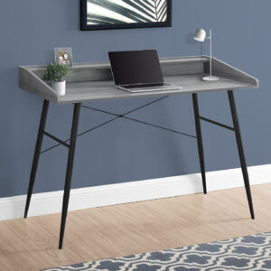 Computer Desk, Home Office, Laptop, Storage Shelves, 48"L, Work, Grey Laminate, Black Metal, Contemporary, Modern