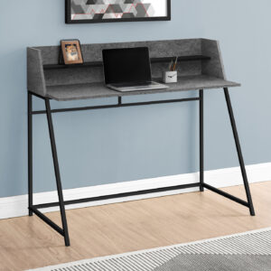 Computer Desk, Home Office, Laptop, Storage Shelves, 48"L, Work, Grey Stone Look Laminate, Black Metal, Contemporary, Modern