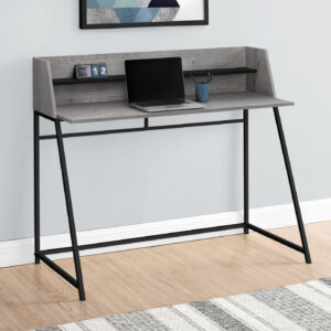 Computer Desk, Home Office, Laptop, Storage Shelves, 48"L, Work, Grey Laminate, Black Metal, Contemporary, Modern