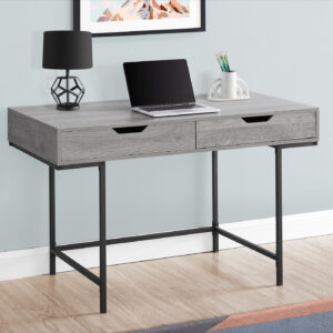 Computer Desk, Home Office, Laptop, Storage Drawers, 48"L, Work, Grey Laminate, Black Metal, Contemporary, Modern