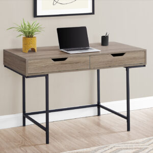 Computer Desk, Home Office, Laptop, Storage Drawers, 48"L, Work, Brown Laminate, Black Metal, Contemporary, Modern