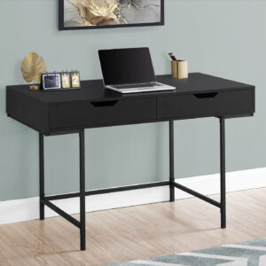 Computer Desk, Home Office, Laptop, Storage Drawers, 48"L, Work, Black Laminate, Black Metal, Contemporary, Modern