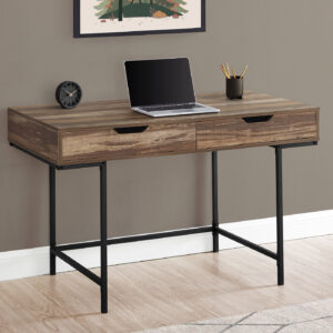 Computer Desk, Home Office, Laptop, Storage Drawers, 48"L, Work, Brown Laminate, Black Metal, Contemporary, Modern