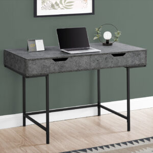 Computer Desk, Home Office, Laptop, Storage Drawers, 48"L, Work, Grey Laminate, Black Metal, Contemporary, Modern