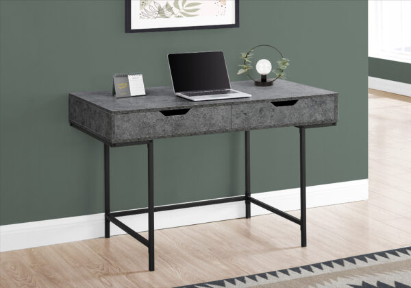 Computer Desk, Home Office, Laptop, Storage Drawers, 48″L, Work, Grey Laminate, Black Metal, Contemporary, Modern