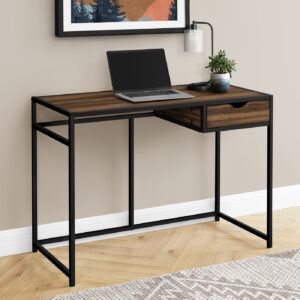 Computer Desk, Home Office, Laptop, Storage Drawer, 42"L, Work, Brown Laminate, Black Metal, Contemporary, Modern
