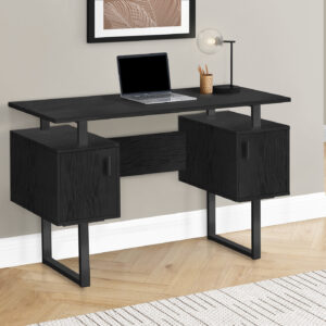 Computer Desk, Home Office, Laptop, Storage, 48"L, Work, Black Laminate, Black Metal, Contemporary, Modern