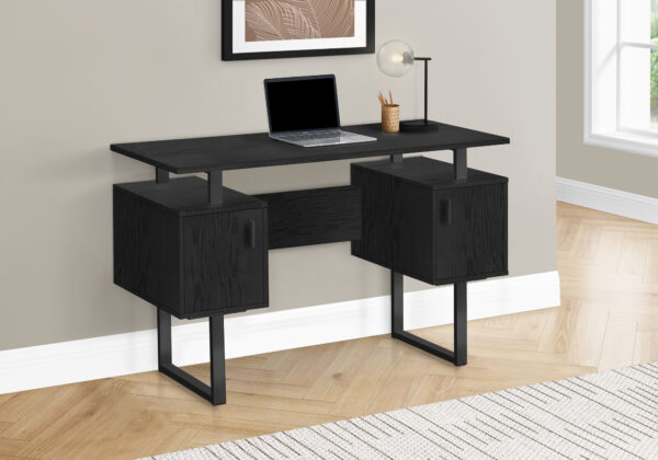 Computer Desk, Home Office, Laptop, Storage, 48″L, Work, Black Laminate, Black Metal, Contemporary, Modern