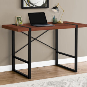 Computer Desk, Home Office, Laptop, 48"L, Work, Brown Laminate, Black Metal, Contemporary, Modern