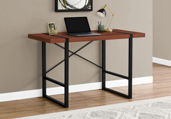 Computer Desk, Home Office, Laptop, 48″L, Work, Brown Laminate, Black Metal, Contemporary, Modern
