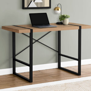 Computer Desk, Home Office, Laptop, 48"L, Work, Brown Laminate, Black Metal, Contemporary, Modern