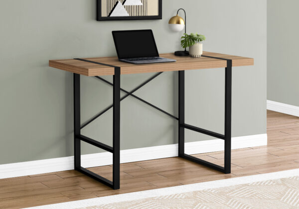 Computer Desk, Home Office, Laptop, 48″L, Work, Brown Laminate, Black Metal, Contemporary, Modern