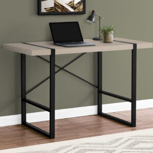 Computer Desk, Home Office, Laptop, 48"L, Work, Beige Laminate, Black Metal, Contemporary, Modern