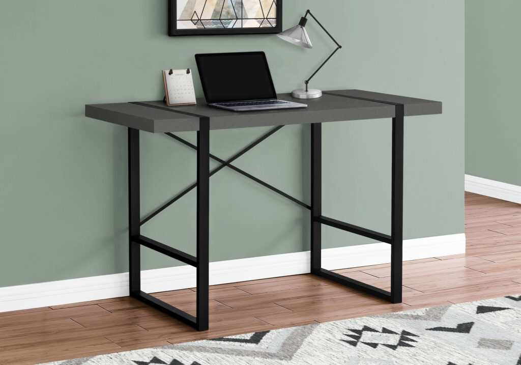 Computer Desk, Home Office, Laptop, 48″L, Work, Grey Laminate, Black Metal, Contemporary, Modern