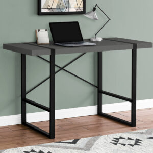 Computer Desk, Home Office, Laptop, 48"L, Work, Grey Laminate, Black Metal, Contemporary, Modern