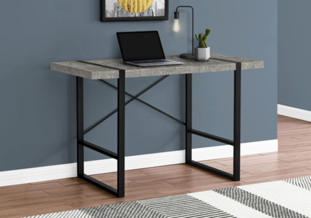 Computer Desk, Home Office, Laptop, 48″L, Work, Grey Laminate, Black Metal, Contemporary, Modern