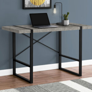 Computer Desk, Home Office, Laptop, 48"L, Work, Grey Laminate, Black Metal, Contemporary, Modern