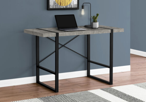 Computer Desk, Home Office, Laptop, 48″L, Work, Grey Laminate, Black Metal, Contemporary, Modern