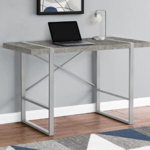 Computer Desk, Home Office, Laptop, 48"L, Work, Grey Concrete Laminate, Grey Metal, Contemporary, Modern