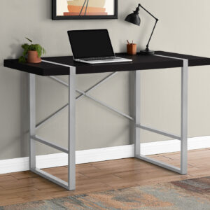 Computer Desk, Home Office, Laptop, 48"L, Work, Black Laminate, Grey Metal, Contemporary, Modern