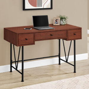 Computer Desk, Home Office, Laptop, Storage Drawers, 48"L, Work, Brown Laminate, Black Metal, Transitional