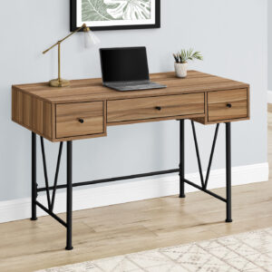 Computer Desk, Home Office, Laptop, Storage Drawers, 48"L, Work, Brown Laminate, Black Metal, Transitional