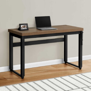 Computer Desk, Home Office, Standing, Adjustable, 48"L, Work, Laptop, Walnut Laminate, Black Metal, Contemporary, Modern