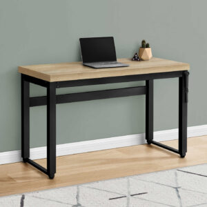 Computer Desk, Home Office, Standing, Adjustable, 48"L, Work, Laptop, Natural Laminate, Black Metal, Contemporary, Modern