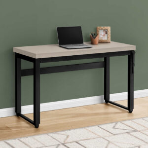 Computer Desk, Home Office, Standing, Adjustable, 48"L, Work, Laptop, Beige Laminate, Black Metal, Contemporary, Modern