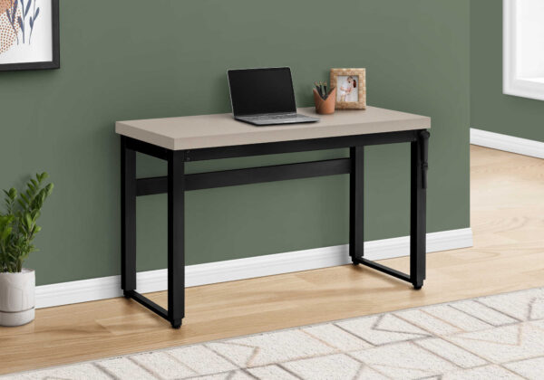 Computer Desk, Home Office, Standing, Adjustable, 48″L, Work, Laptop, Beige Laminate, Black Metal, Contemporary, Modern
