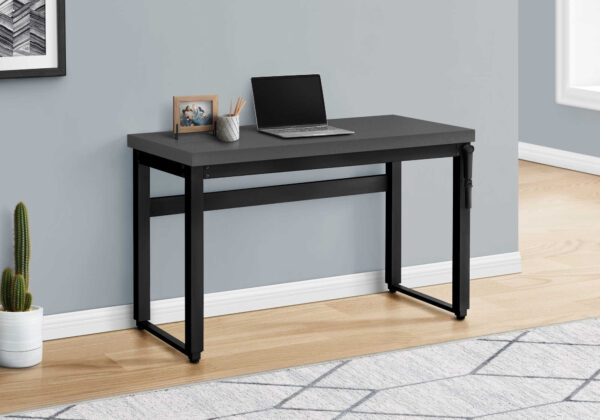 Computer Desk, Home Office, Standing, Adjustable, 48″L, Work, Laptop, Grey Laminate, Black Metal, Contemporary, Modern