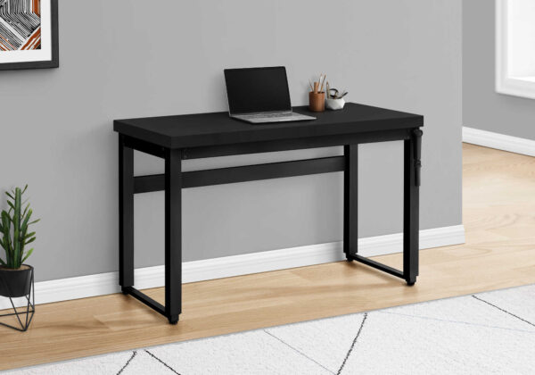 Computer Desk, Home Office, Standing, Adjustable, 48″L, Work, Laptop, Black Laminate, Black Metal, Contemporary, Modern