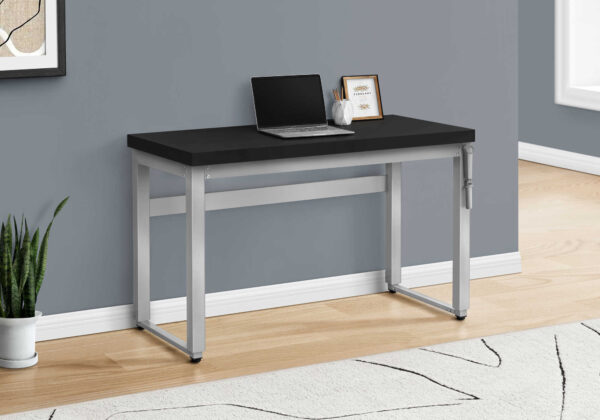 Computer Desk, Home Office, Standing, Adjustable, 48″L, Work, Laptop, Black Laminate, Grey Metal, Contemporary, Modern