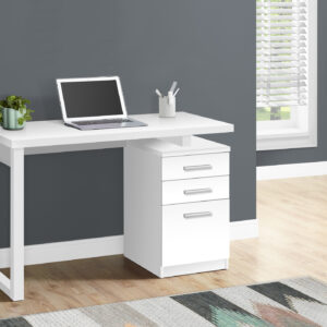 Computer Desk, Home Office, Laptop, Left, Right Set-up, Storage Drawers, 48"L, Work, White Laminate, Contemporary, Modern