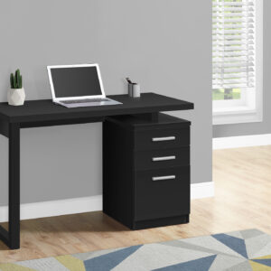 Computer Desk, Home Office, Laptop, Left, Right Set-up, Storage Drawers, 48"L, Work, Black Laminate, Contemporary, Modern